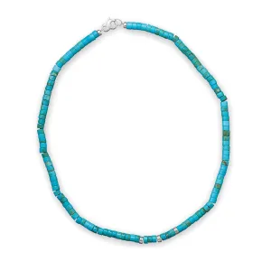 21" Reconstituted Turquoise Heshi Bead Necklace