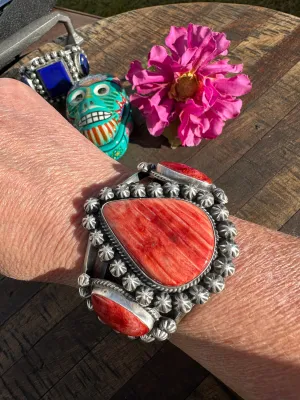 3 Stone Red Spiny Cuff