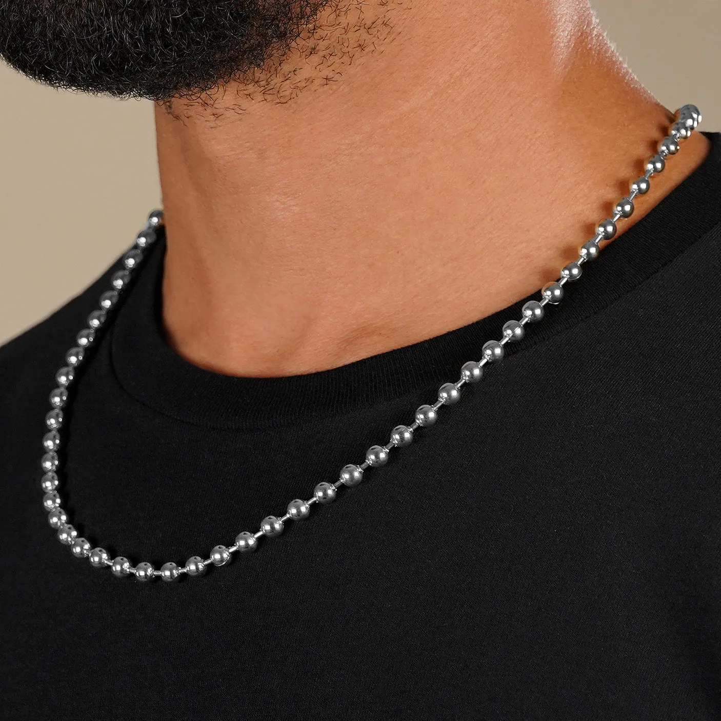 5mm Silver Dog Tag Chain Necklace (29 inches)