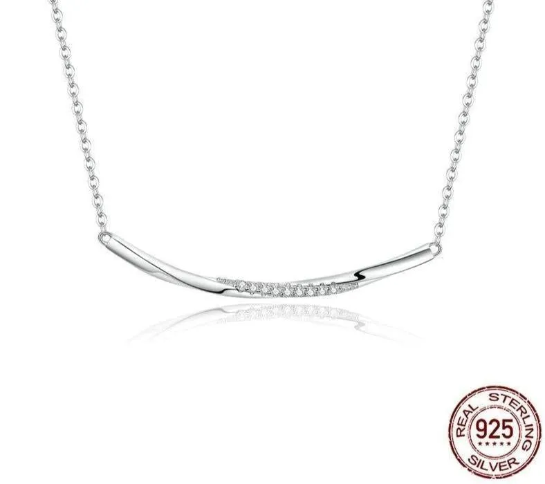 925 Sterling Silver  Necklaces Charm Jewelry Clear Wave BSN130