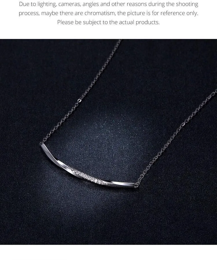 925 Sterling Silver  Necklaces Charm Jewelry Clear Wave BSN130