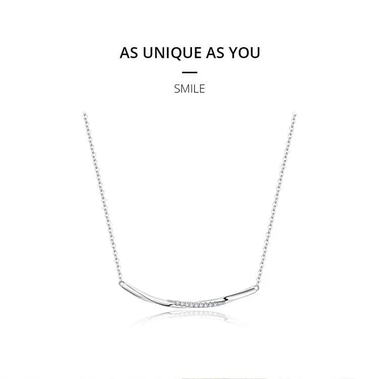925 Sterling Silver  Necklaces Charm Jewelry Clear Wave BSN130