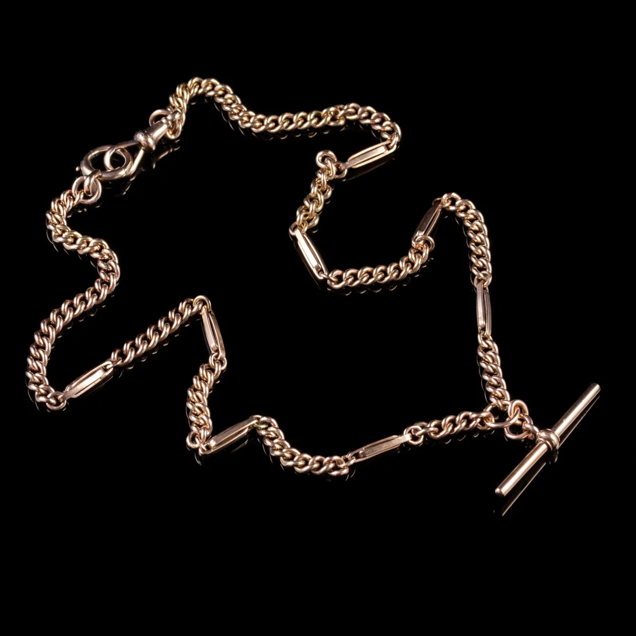 Antique Victorian Albert Chain 9Ct Rose Gold Necklace Circa 1900