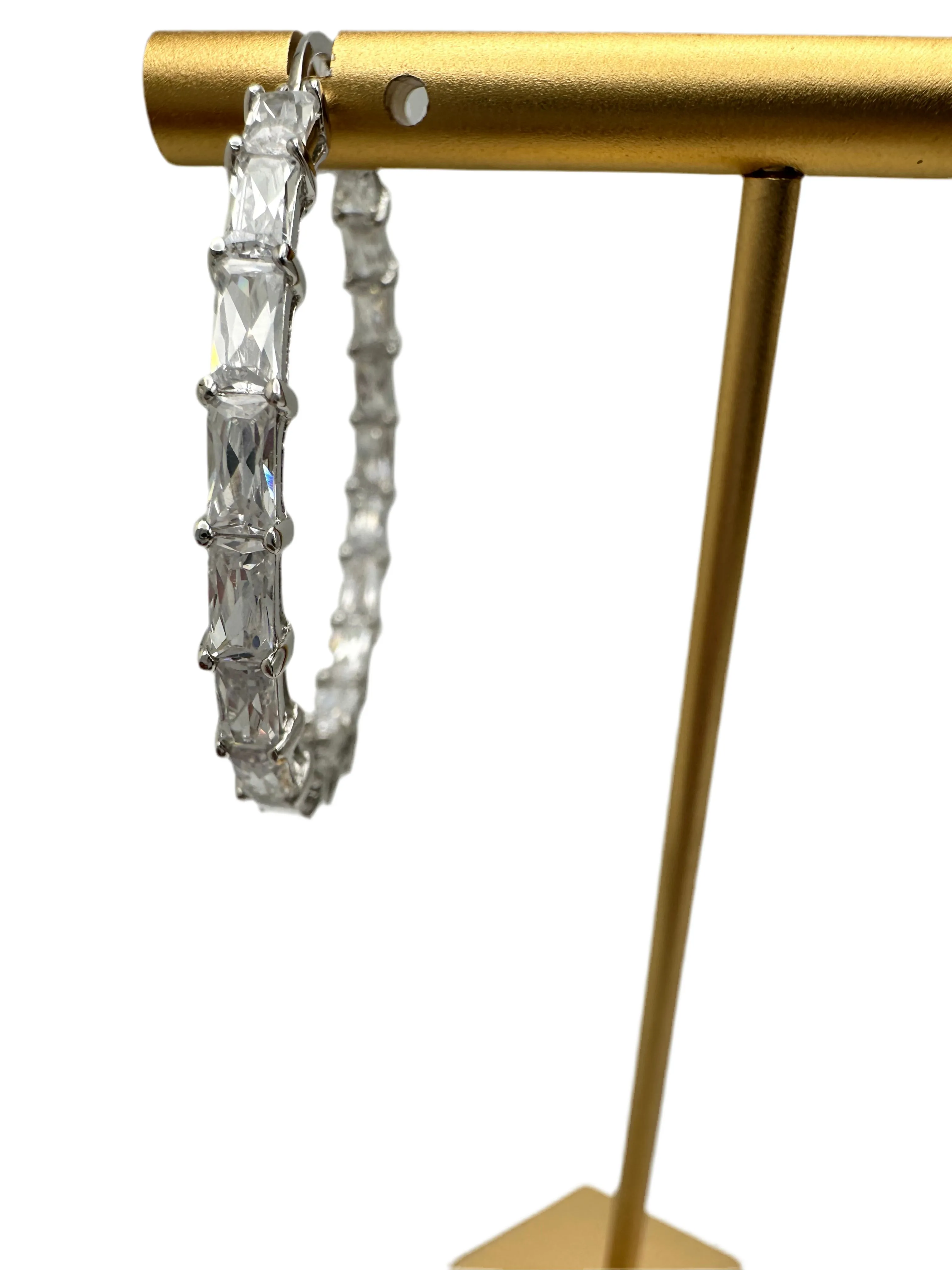 Baguette CZ Hoop Earrings