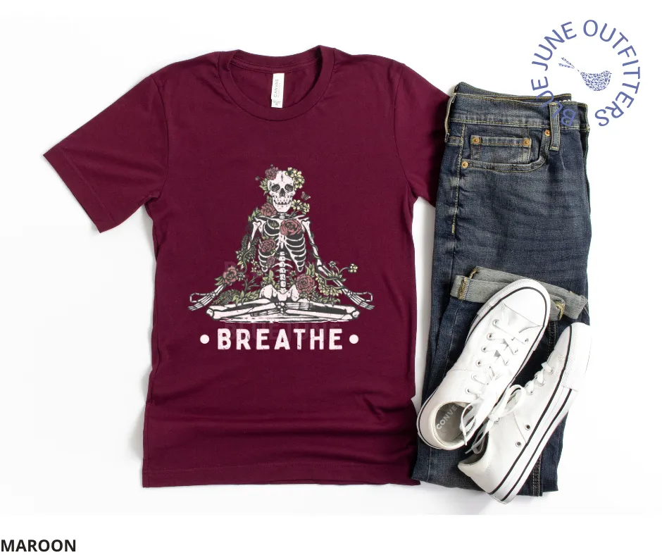Breathe | Botanical Meditating Skeleton Tee