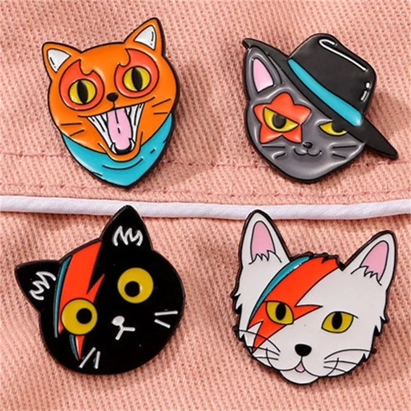 Cartoon Style Cute Animal Cat Alloy Stamping Stoving Varnish Plating Unisex Corsage Brooches Collar Pin