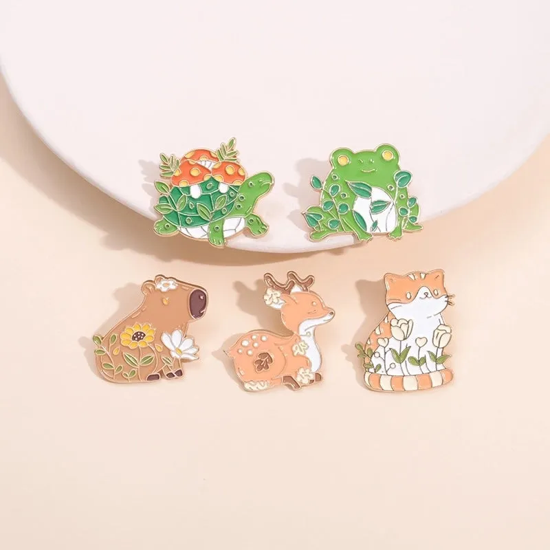 Cartoon Style Cute Animal Flower Alloy Stoving Varnish Plating Unisex Brooches