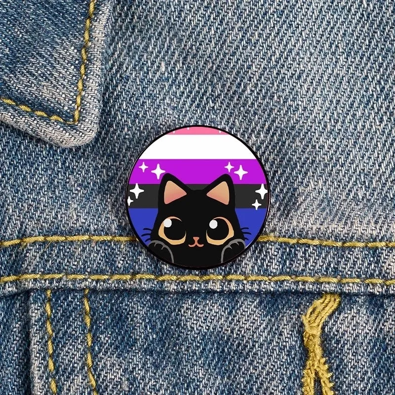 Cartoon Style Pin Animal Cat Metal Printing Unisex Brooches