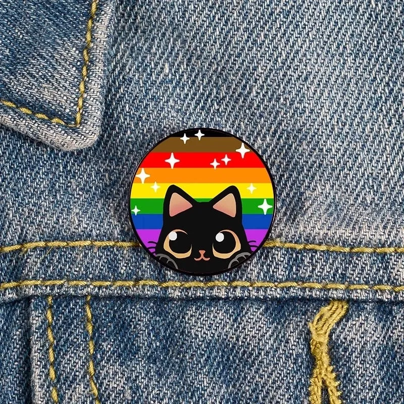 Cartoon Style Pin Animal Cat Metal Printing Unisex Brooches