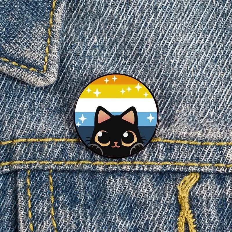 Cartoon Style Pin Animal Cat Metal Printing Unisex Brooches