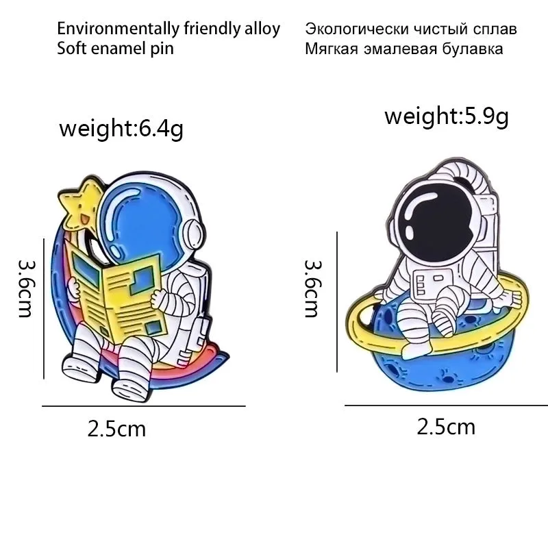 Cartoon Style Pin Clouds Animal Astronaut Alloy Unisex Brooches