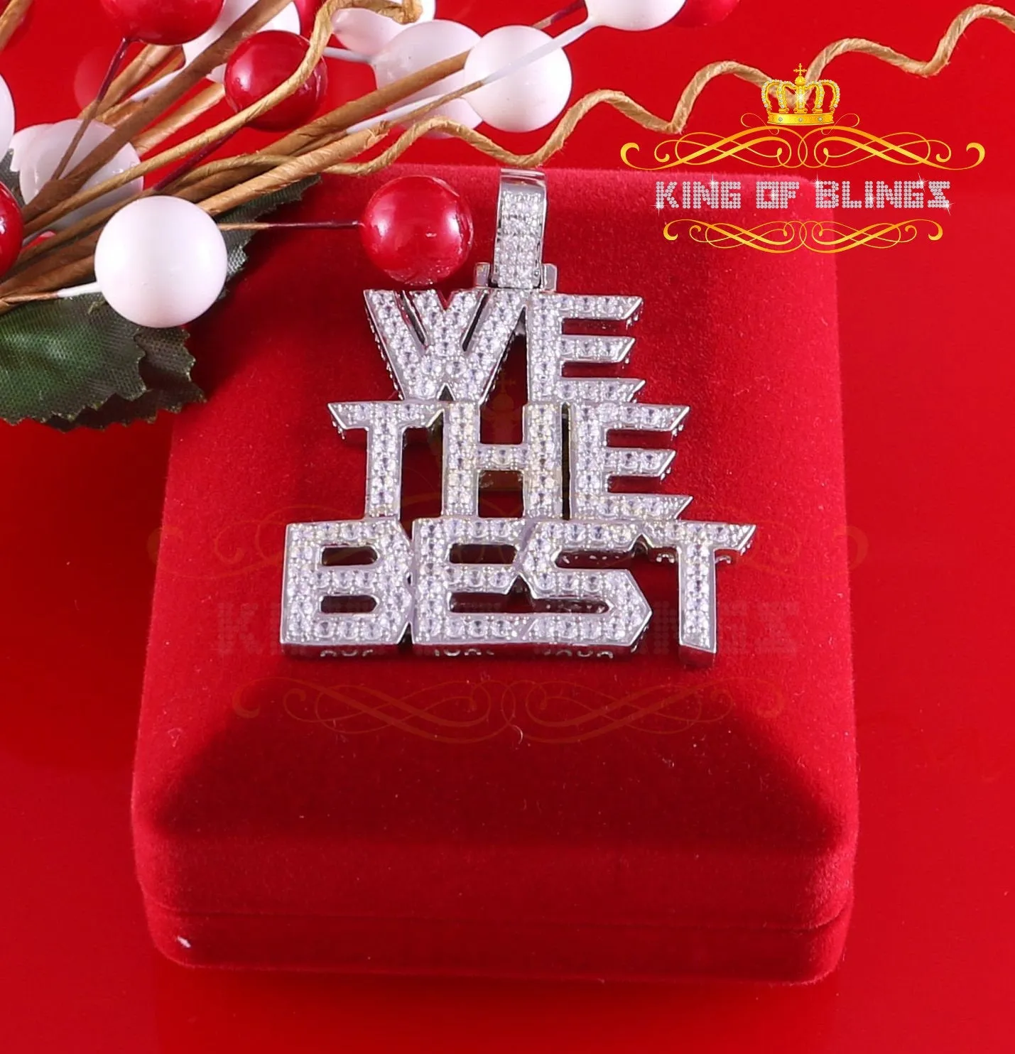 Create Your Own Custom Design in 925 Sterling Silver like White We The Best Letter Pendant in Cubic Zirconia