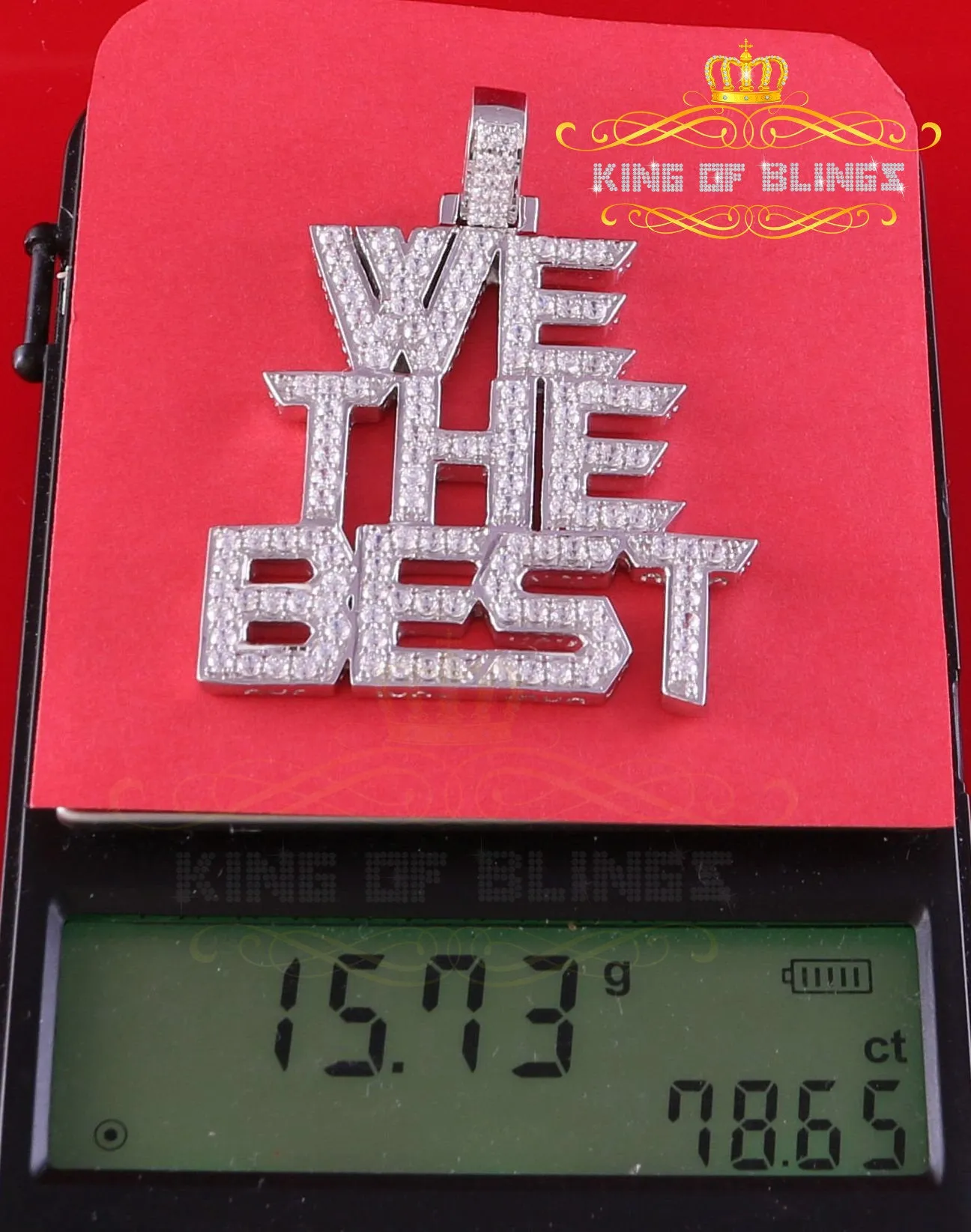 Create Your Own Custom Design in 925 Sterling Silver like White We The Best Letter Pendant in Cubic Zirconia