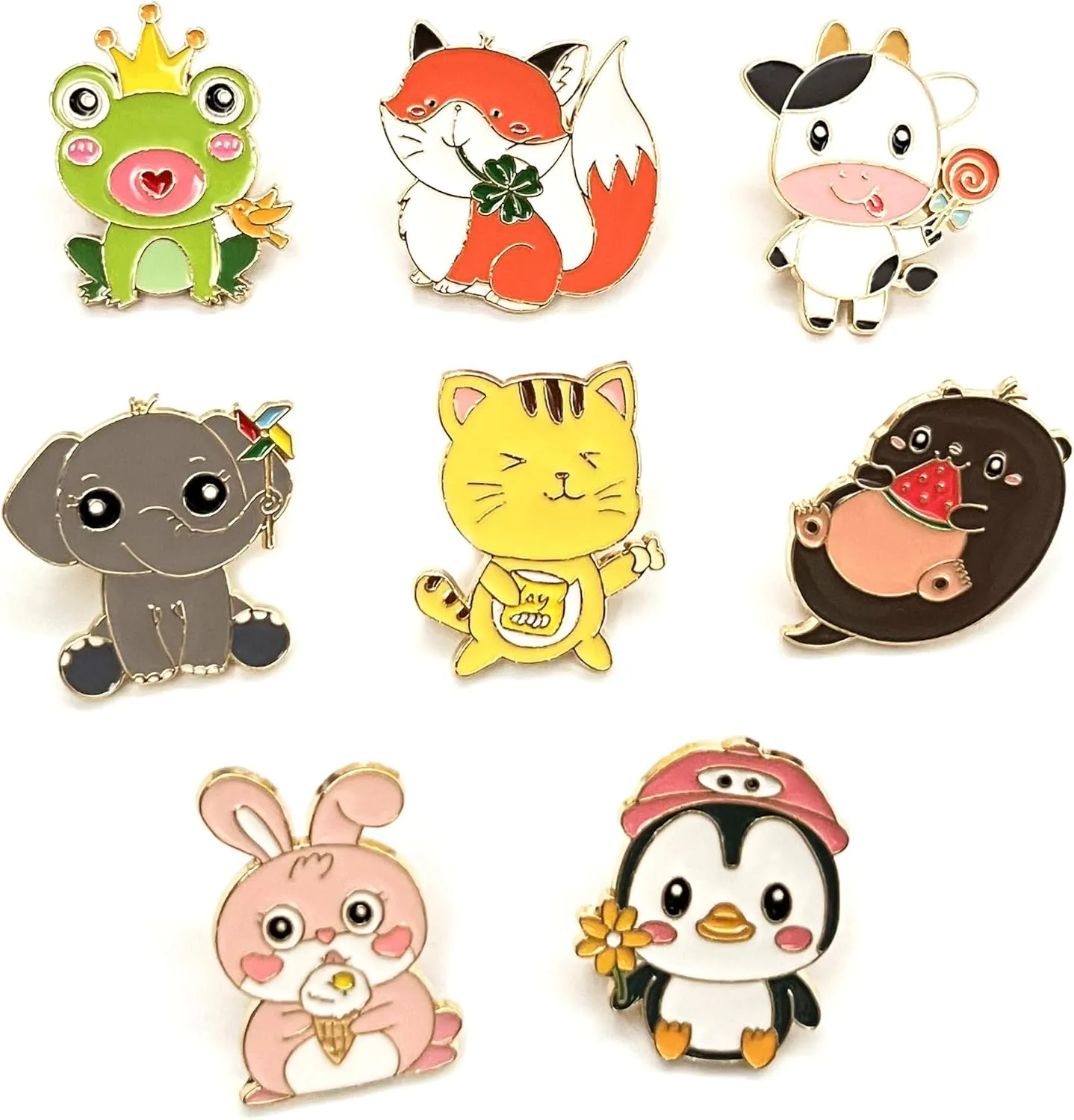 Cute Enamel Pin Set Lapel Pins Brooches Cartoon Animal Brooch Badge Pins for Clothes Bags Backpack Party Decoration Gift