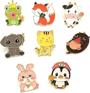 Cute Enamel Pin Set Lapel Pins Brooches Cartoon Animal Brooch Badge Pins for Clothes Bags Backpack Party Decoration Gift