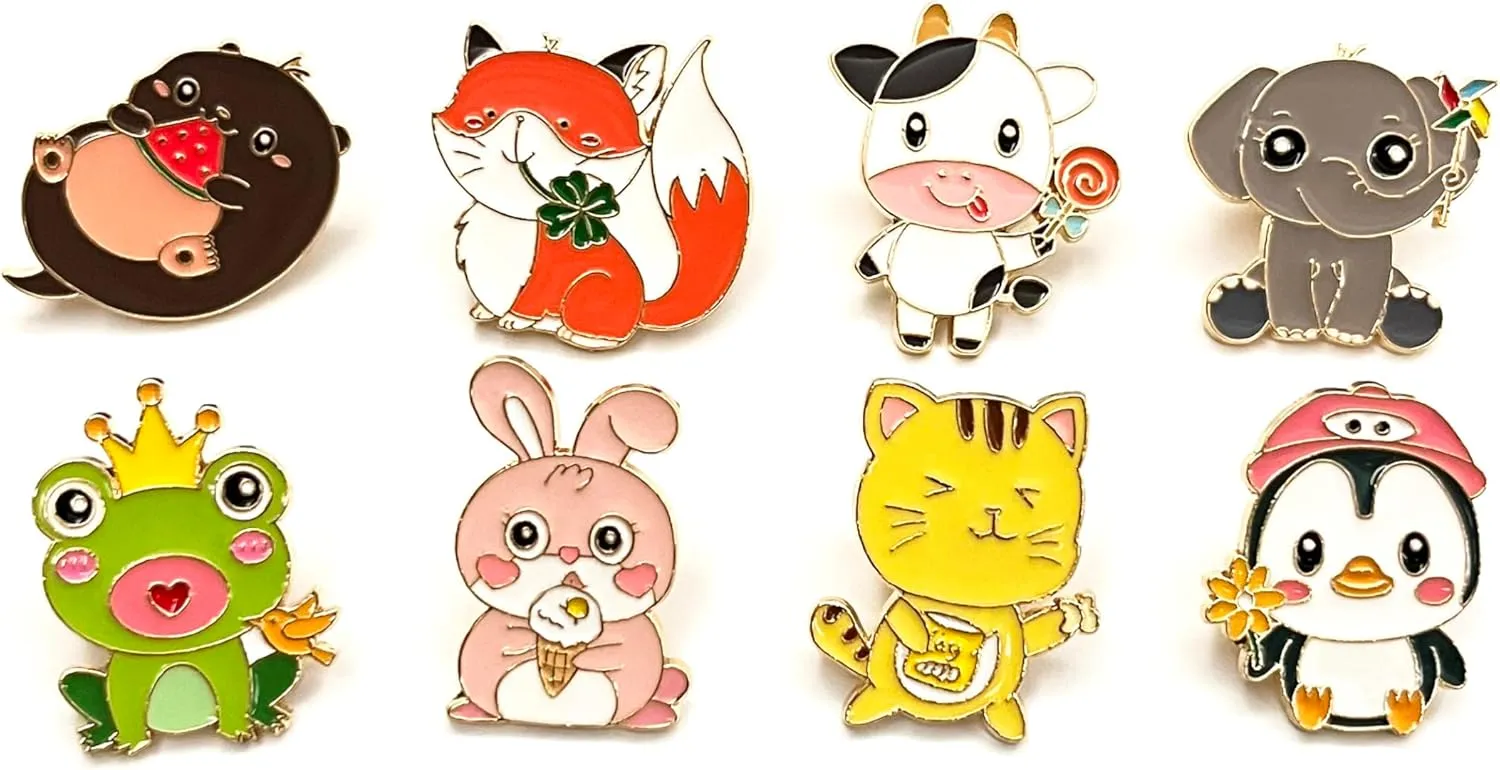 Cute Enamel Pin Set Lapel Pins Brooches Cartoon Animal Brooch Badge Pins for Clothes Bags Backpack Party Decoration Gift