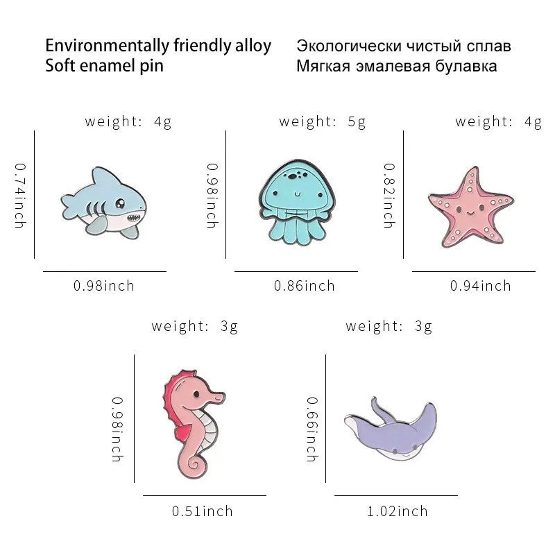 Cute Pin Animal Dolphin Hippocampus Zinc Alloy Stoving Varnish Unisex Brooches