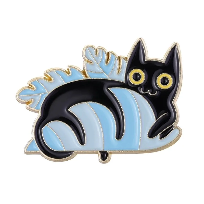 Cute Pin Leaf Cat Flower Alloy Enamel Unisex Brooches