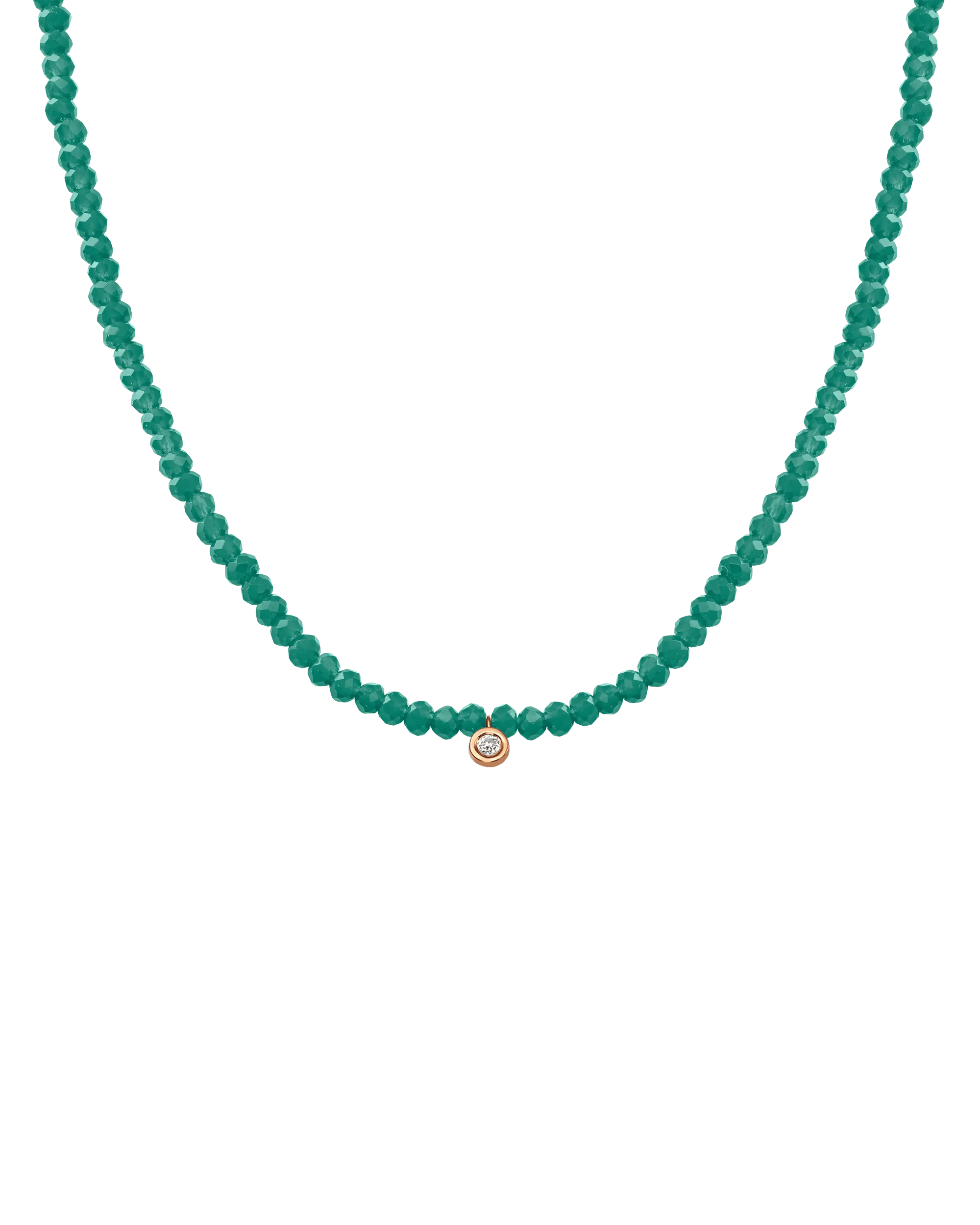 Emerald Gemstone & Diamond Necklace - 14K Rose Gold