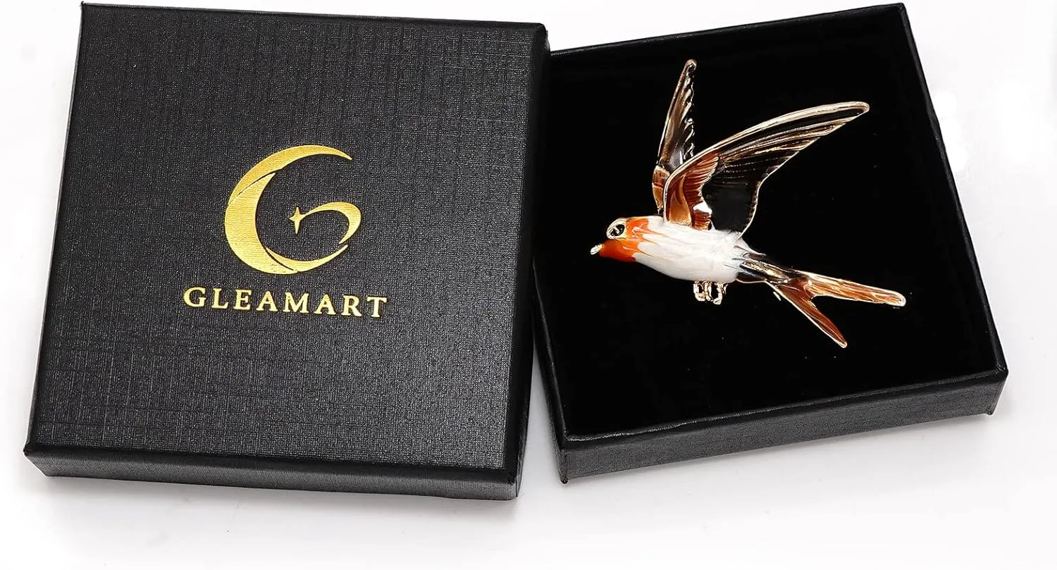 Gleamart Crystal Bird Brooch Pin Rhinestone Animal Clothing Corsage for Women