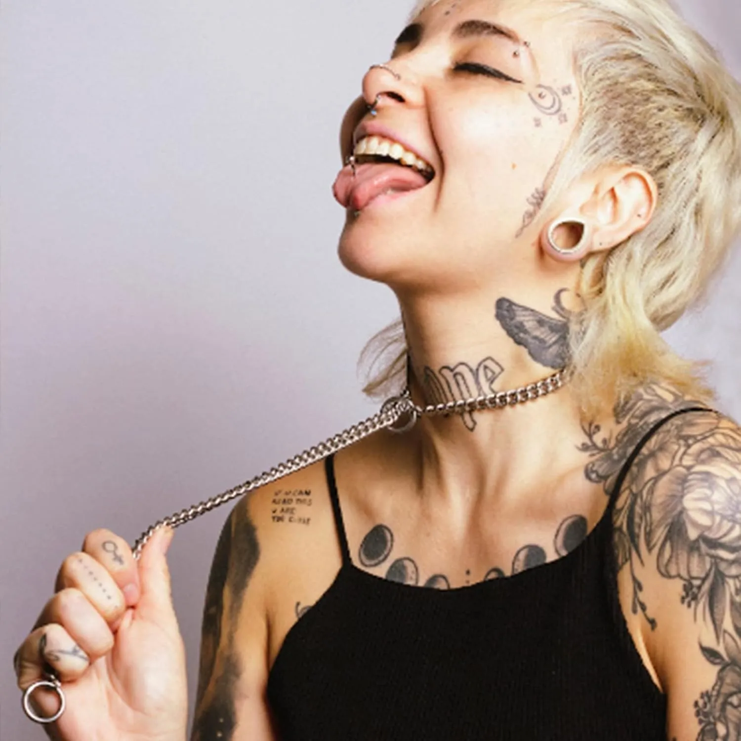 Heart O ring Slip Chain Necklaces for Women Stainless Steel Cuban Chain Bar Necklace Punk Rock Collar Necklace Handmade Adjustable Lariat Y Necklaces for Men