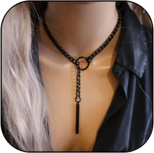 Heart O ring Slip Chain Necklaces for Women Stainless Steel Cuban Chain Bar Necklace Punk Rock Collar Necklace Handmade Adjustable Lariat Y Necklaces for Men