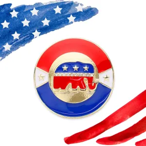 iLLASPARKZ Enamel Republican Elephant Round Pin Brooch
