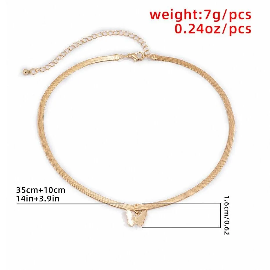 Necklace Charm Jewelry Snake Chain Choker 2021 Butterfly Pendant Clavicle Chain