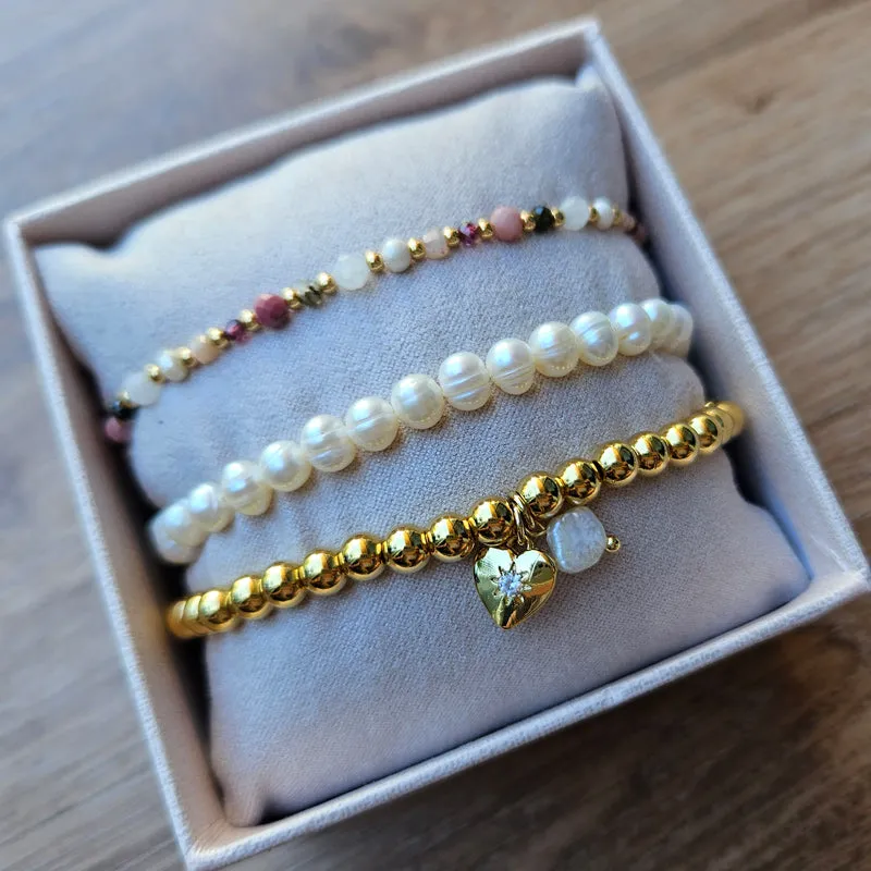 Set of 3 Stretch Bracelets Stack By Zafino - Pink Rouge