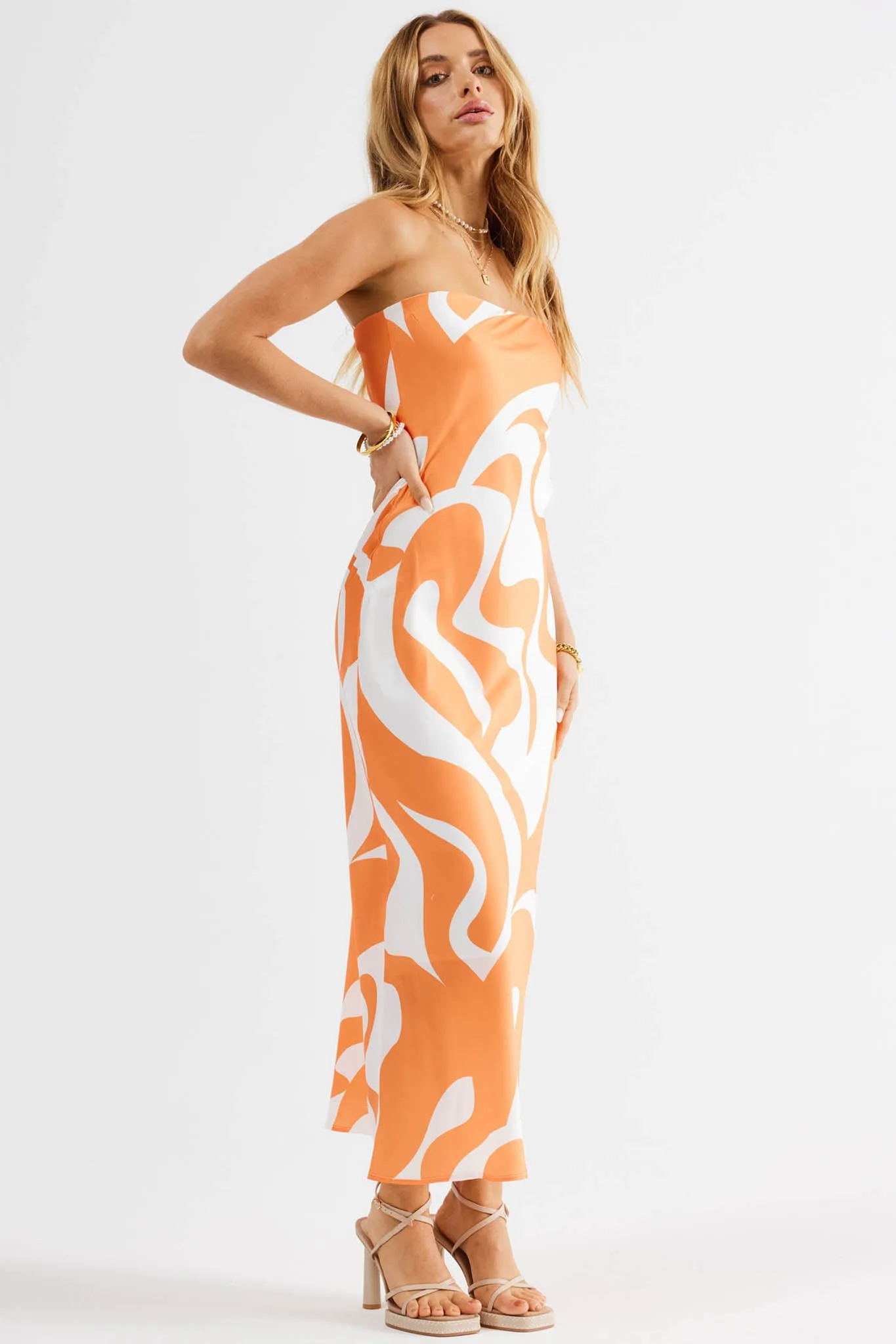 SNDYS Angel Midi Dress Swirl Orange