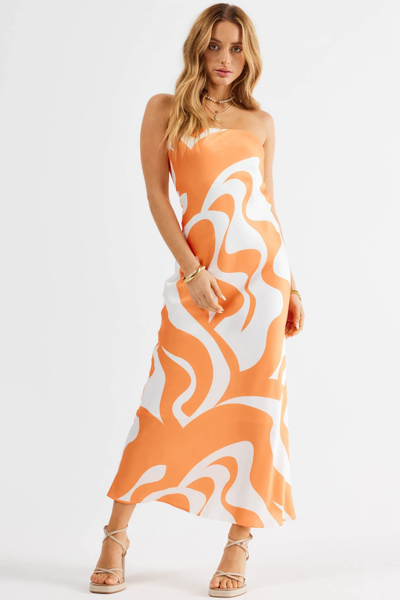 SNDYS Angel Midi Dress Swirl Orange