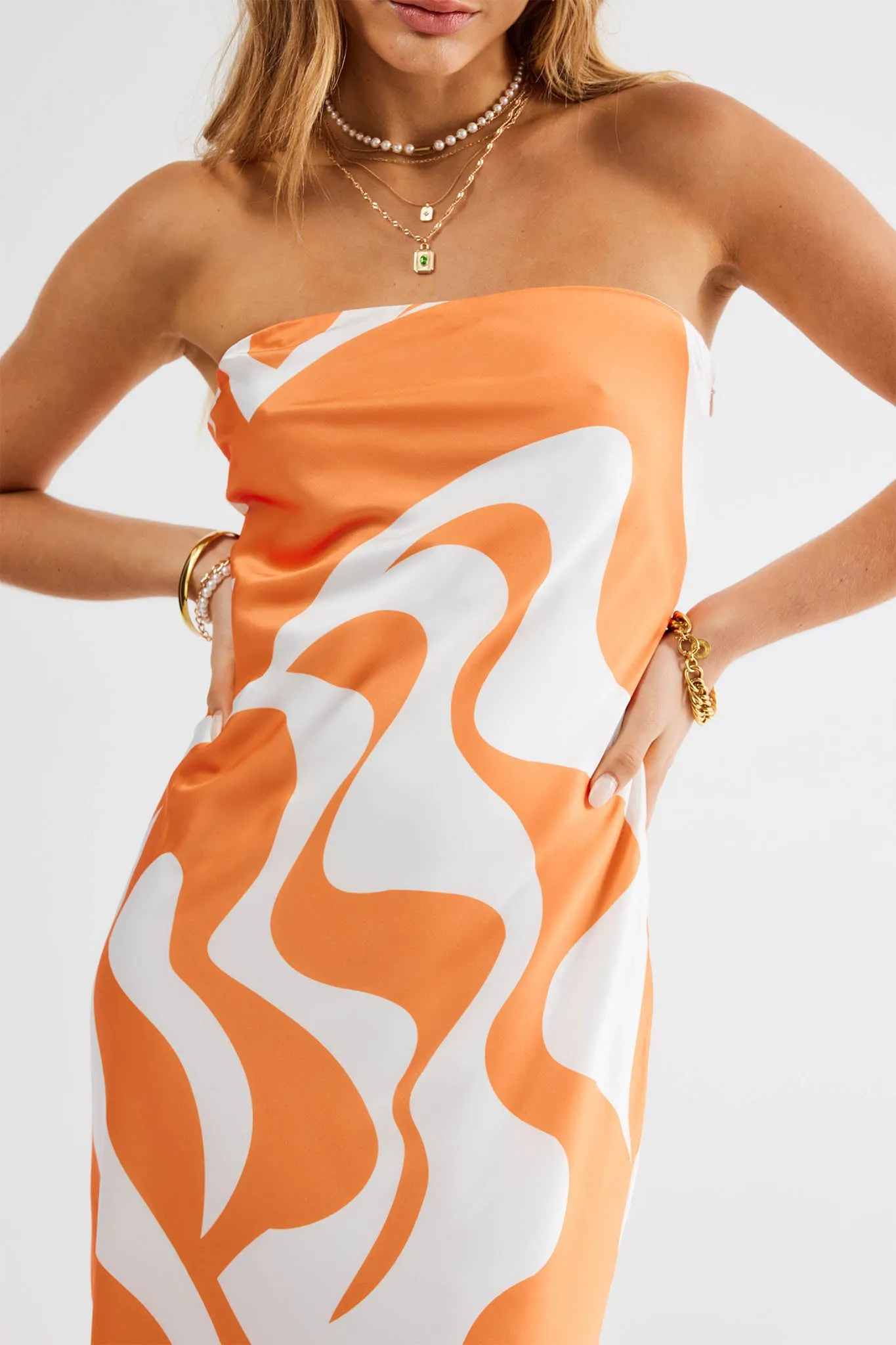 SNDYS Angel Midi Dress Swirl Orange