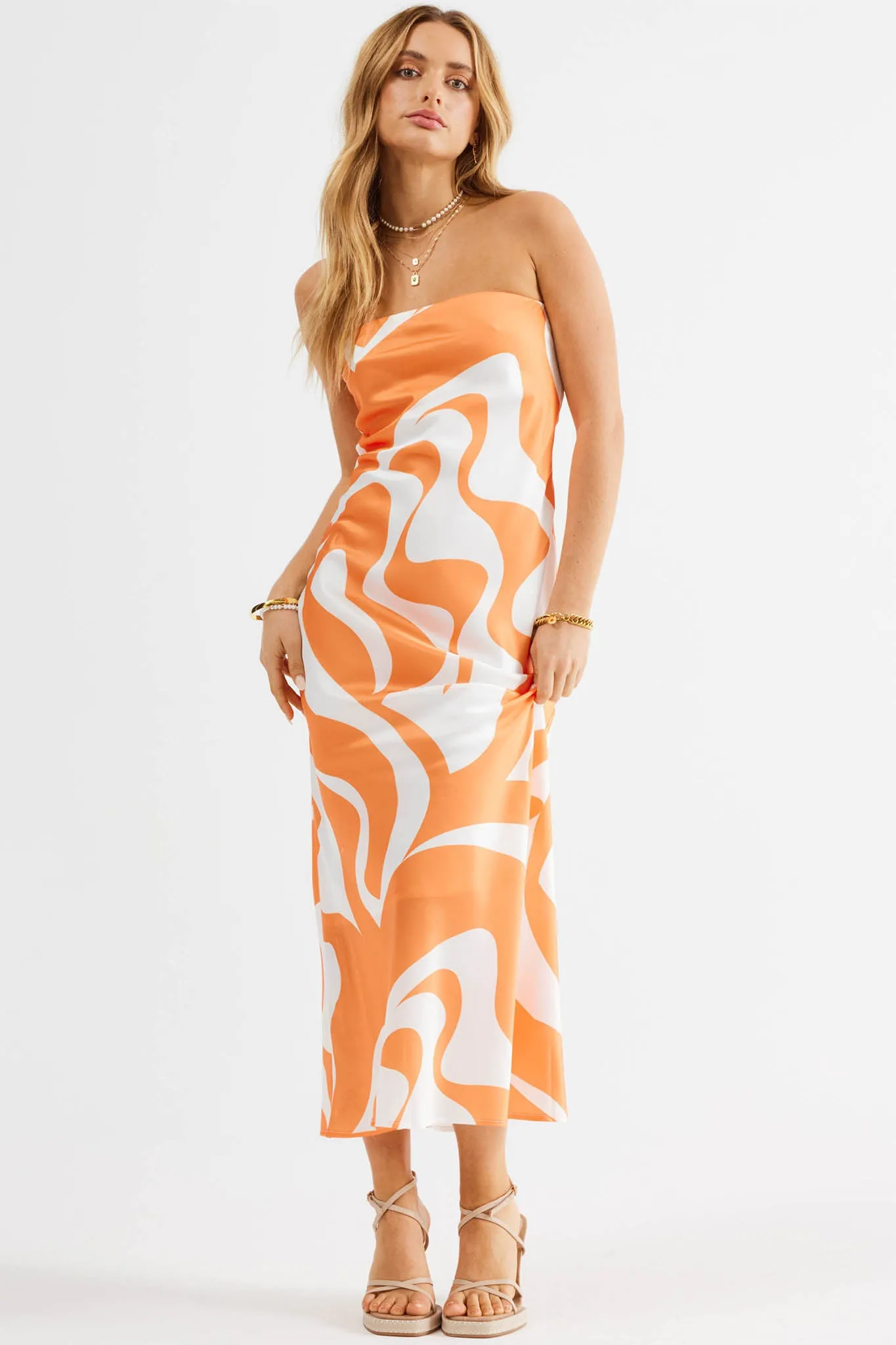 SNDYS Angel Midi Dress Swirl Orange