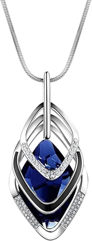 Solid Long Sweater Necklaces for Women Elegant Triple Stack Cubic Zirconia Pendant Rhombic Rhinestone Pendant Y Necklaces Fashion Jewelry