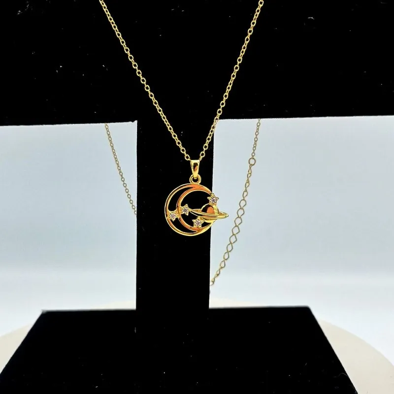 Sterling Silver 14kt Yellow Gold Plated CZ Universe Pendant