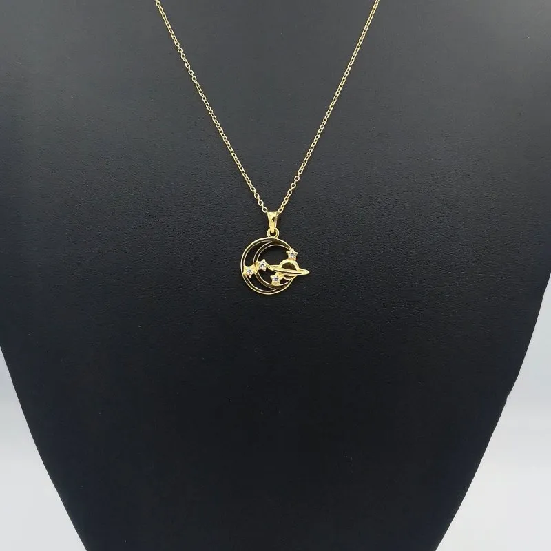 Sterling Silver 14kt Yellow Gold Plated CZ Universe Pendant