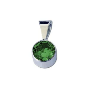 Sterling Silver 4mm Green CZ Birthstone Pendant (May)