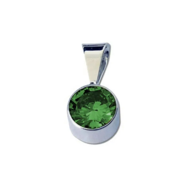 Sterling Silver 4mm Green CZ Birthstone Pendant (May)