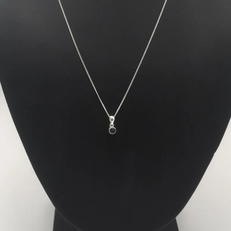 Sterling Silver 4mm Green CZ Birthstone Pendant (May)
